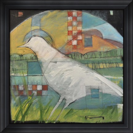 Framed White Bird In Marsh Print