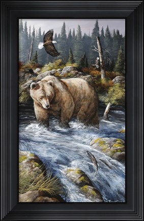 Framed Busy Day At The Fishing Hole Print