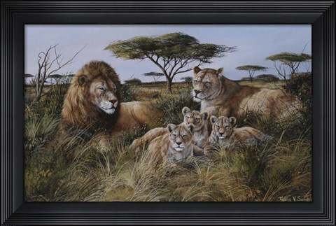 Framed Lion Family Print