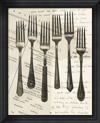 Framed Cutlery Forks in Sepia Print