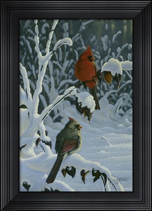 Framed Cardinals &amp; Brambles Print