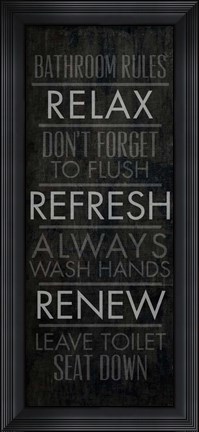 Framed Bathroom Rules Print