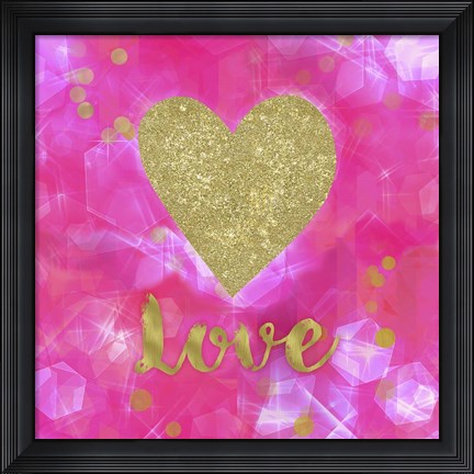 Framed Glitter Love Pink Print