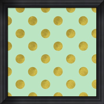 Framed Golden Mint Dots Print