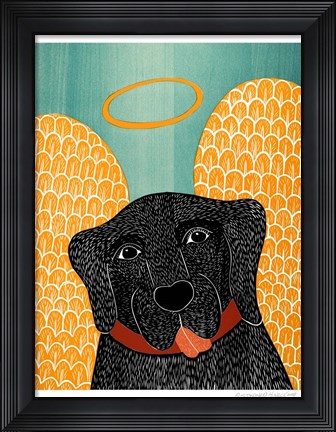 Framed Angel Dog Black Print