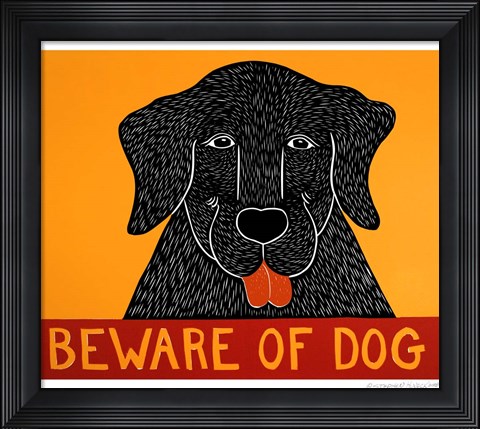 Framed Beware of Dog Black Print