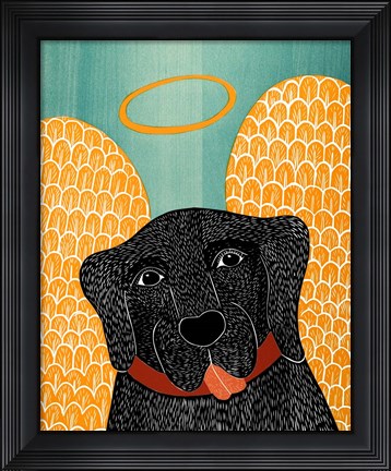 Framed Angel Dog Black Print