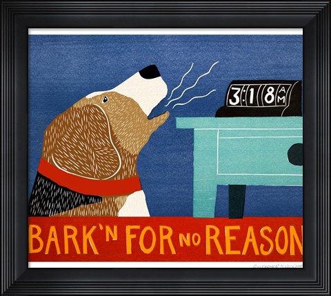Framed Barkin for no Reason Beagle Print