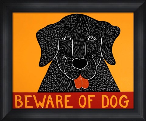 Framed Beware of Dog Black Print