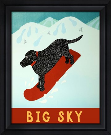 Framed Big Sky Snowboard Black Print
