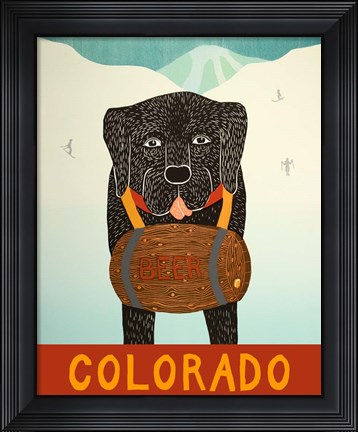 Framed Colorado Beer Dog Black Print