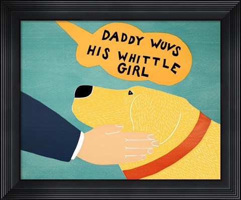 Framed Daddy Wuvs his Wittle Girl Yellow Print