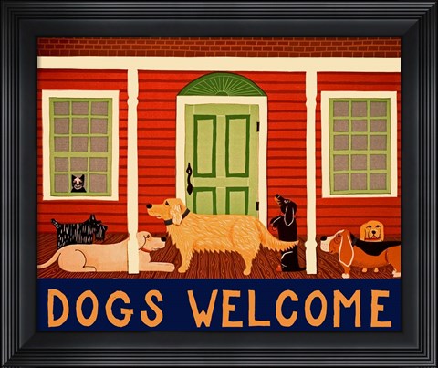 Framed Dogs Welcome HSH II Print