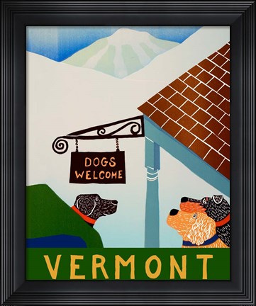 Framed Dogs Welcome Vermont Inn Print