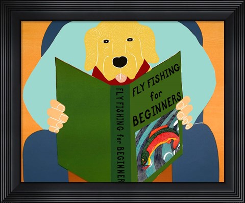 Framed Fly Fishing For Beginners yellow Print