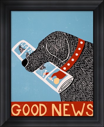 Framed Good News Dog Black Print