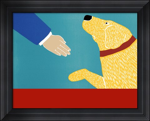 Framed Greeting Visitors Good Dog Banner Yellow Print