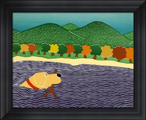 Framed I Like Sticks Autumn 2 Yellow Lab Print