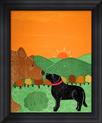 Framed I Meet A Bear Black Autumn Print