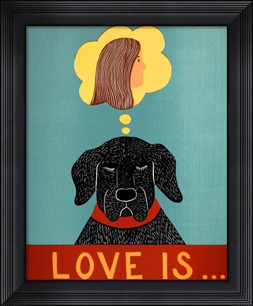 Framed Love Is Dog Girl Black Print