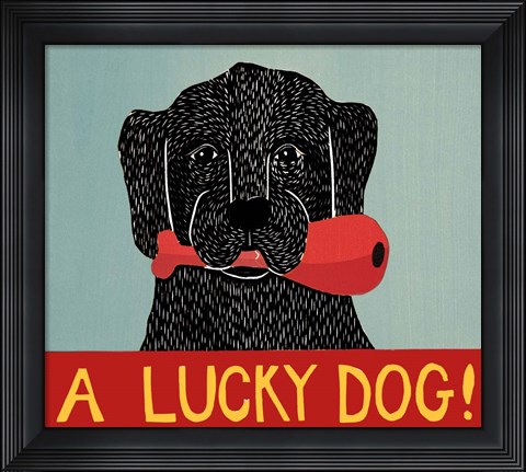 Framed Lucky  Dog Black Print