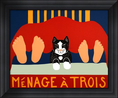 Framed Menage A Trois Black Cat Print