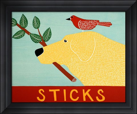 Framed Sticks Yellow Print