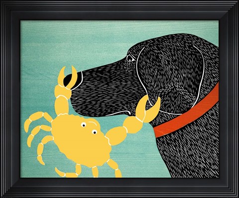 Framed Crab Black Dog Yellow Crab Print