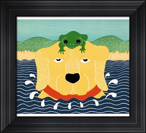 Framed Frog Yellow Print