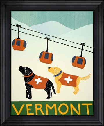 Framed Vermont Ski Patrol Black Print