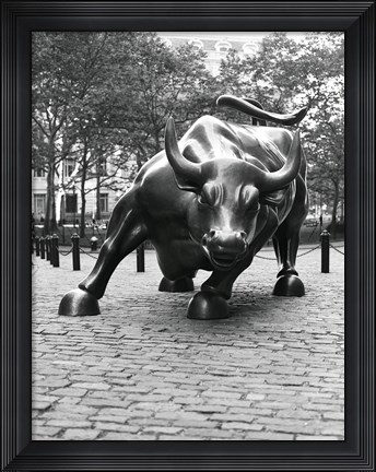 Framed Wall Street Bull Sculpture 1 Print