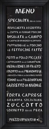 Framed Transit Menu Italian Print