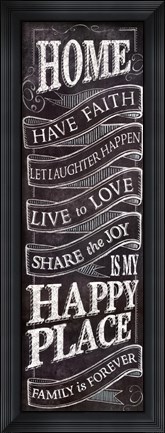 Framed Chalkboard- Home Is In My Happy Place Print