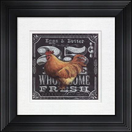 Framed Chalkboard Rooster 25 Cents Print