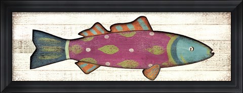 Framed Folk Art Fish I Print