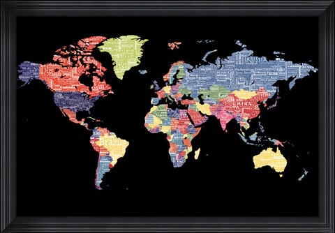 Framed Type Map - World Print