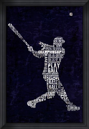 Framed Type Baseball Blue Print