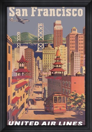 Framed Fly to San Francisco I Print