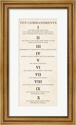 Framed Ten Commandments - Roman Numerals Print