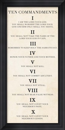 Framed Ten Commandments - Roman Numerals Print