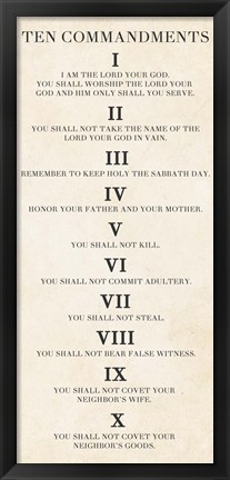 Framed Ten Commandments - Roman Numerals Print