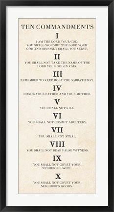 Framed Ten Commandments - Roman Numerals Print