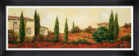 Framed Tre Case Tra I Papaveri Print