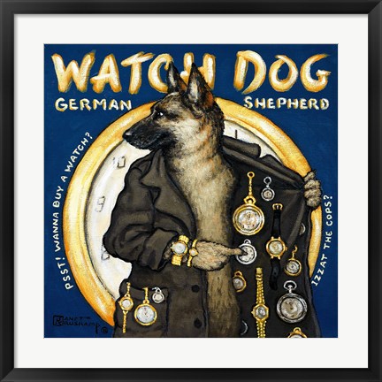 Framed Watch Dog Print