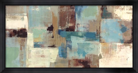 Framed Teal and Aqua Reflections v2 Print