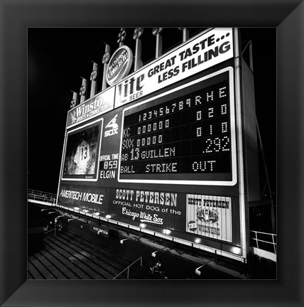 Framed Scoreboard at U.S. Cellular Field, Chicago, Cook County, Illinois Print