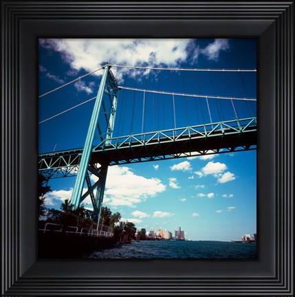 Framed Ambassador Bridge, Detroit River, Michigan Print