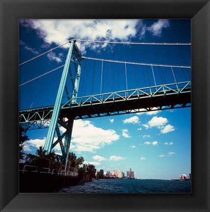 Framed Ambassador Bridge, Detroit River, Michigan Print