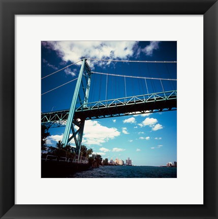 Framed Ambassador Bridge, Detroit River, Michigan Print