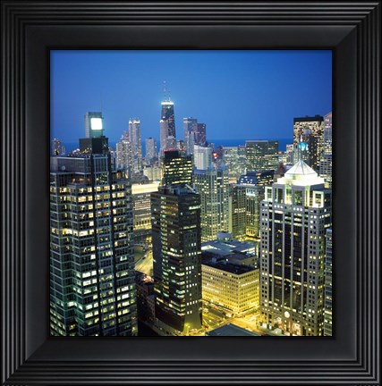 Framed Dusk in Chicago Print